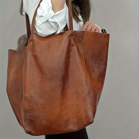Bolso Tote de Cuero PU de Gran Capacidad Freja Retro Pehmus