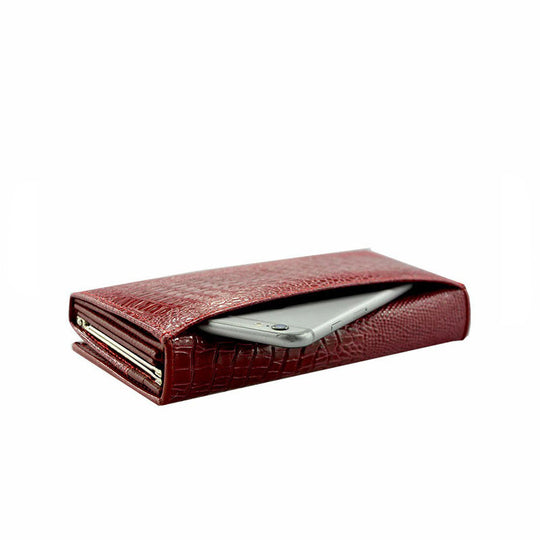 Cartera de piel auténtica con diseño de cocodrilo elegante