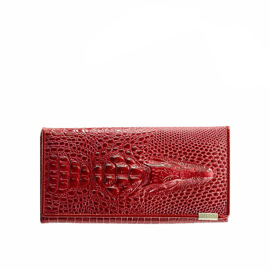 Cartera de piel auténtica con diseño de cocodrilo elegante