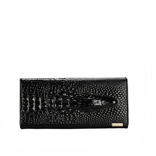 Cartera de piel auténtica con diseño de cocodrilo elegante