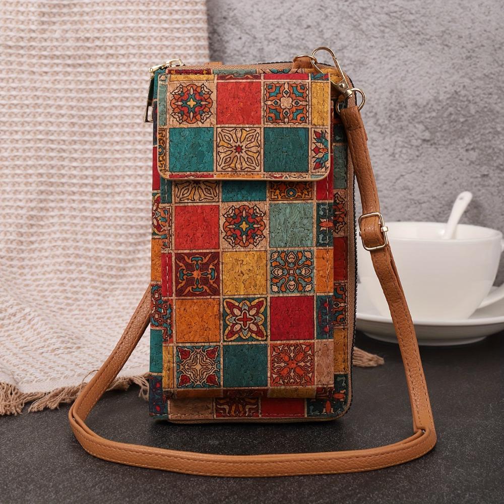 Bolso bandolera boho lila con funda de tela