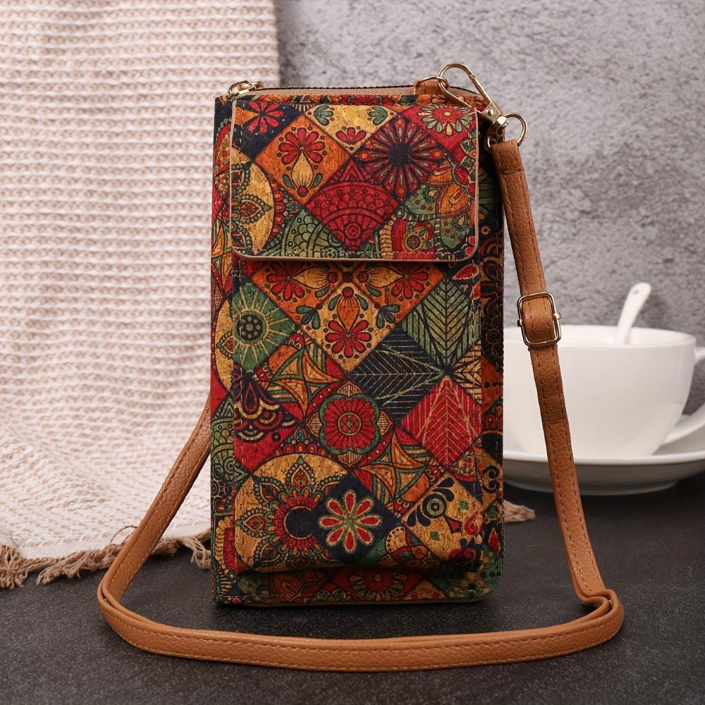 Bolso bandolera boho lila con funda de tela