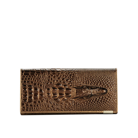 Cartera de piel auténtica con diseño de cocodrilo elegante