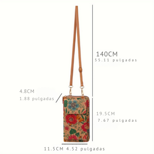 Bolso bandolera boho lila con funda de tela