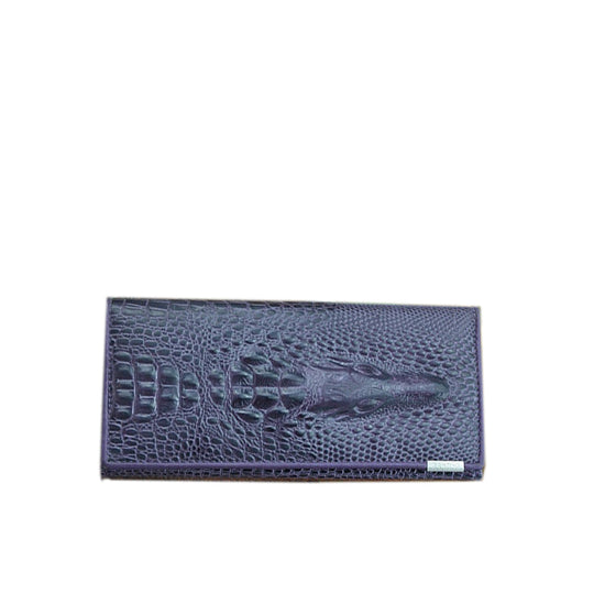 Cartera de piel auténtica con diseño de cocodrilo elegante