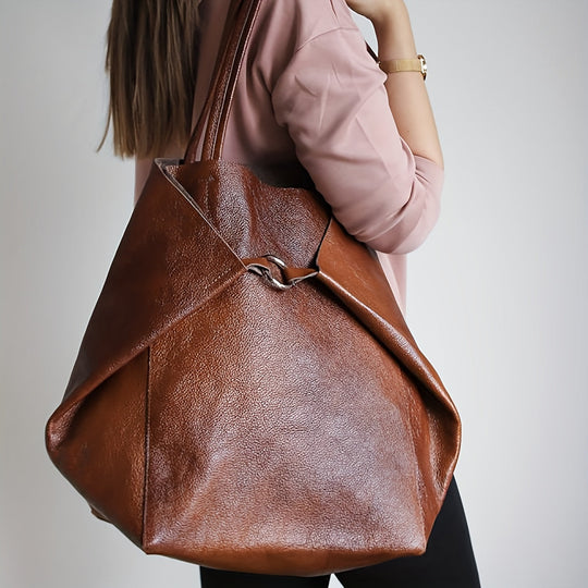 Bolso Tote de Cuero PU de Gran Capacidad Freja Retro Pehmus