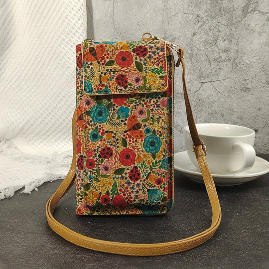 Bolso bandolera boho lila con funda de tela