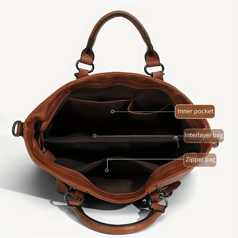 Elegante clásica de Anita | Bolso de mano vintage de imitación de cuero