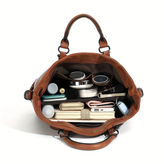 Elegante clásica de Anita | Bolso de mano vintage de imitación de cuero