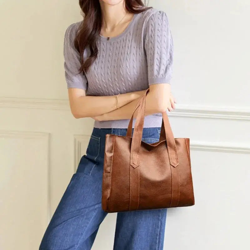 María minimalista de lujo | Bolso de hombro de cuero suave