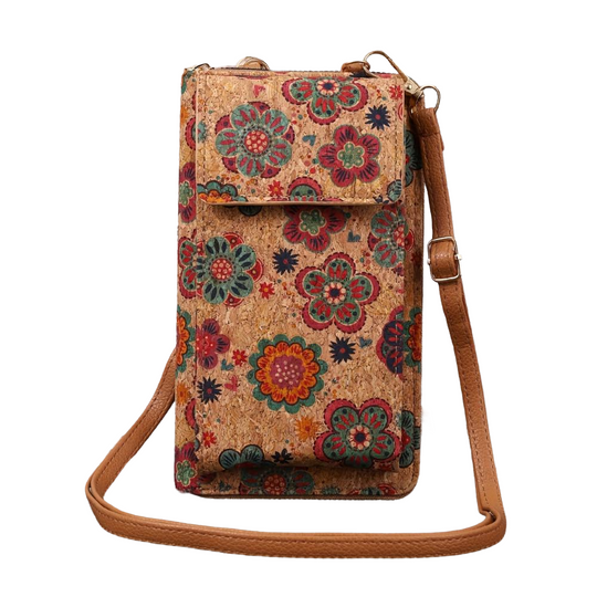 Bolso bandolera boho lila con funda de tela