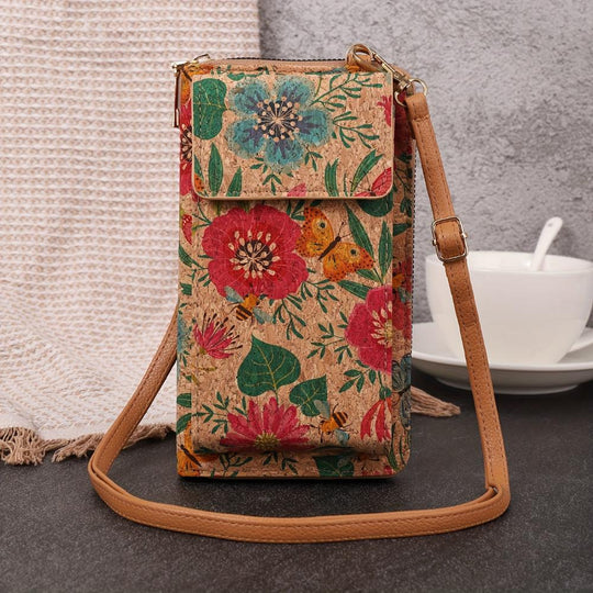 Bolso bandolera boho lila con funda de tela