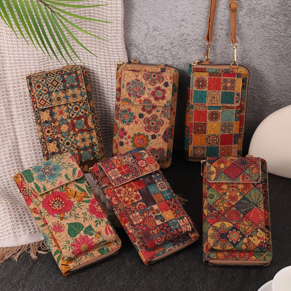 Bolso bandolera boho lila con funda de tela