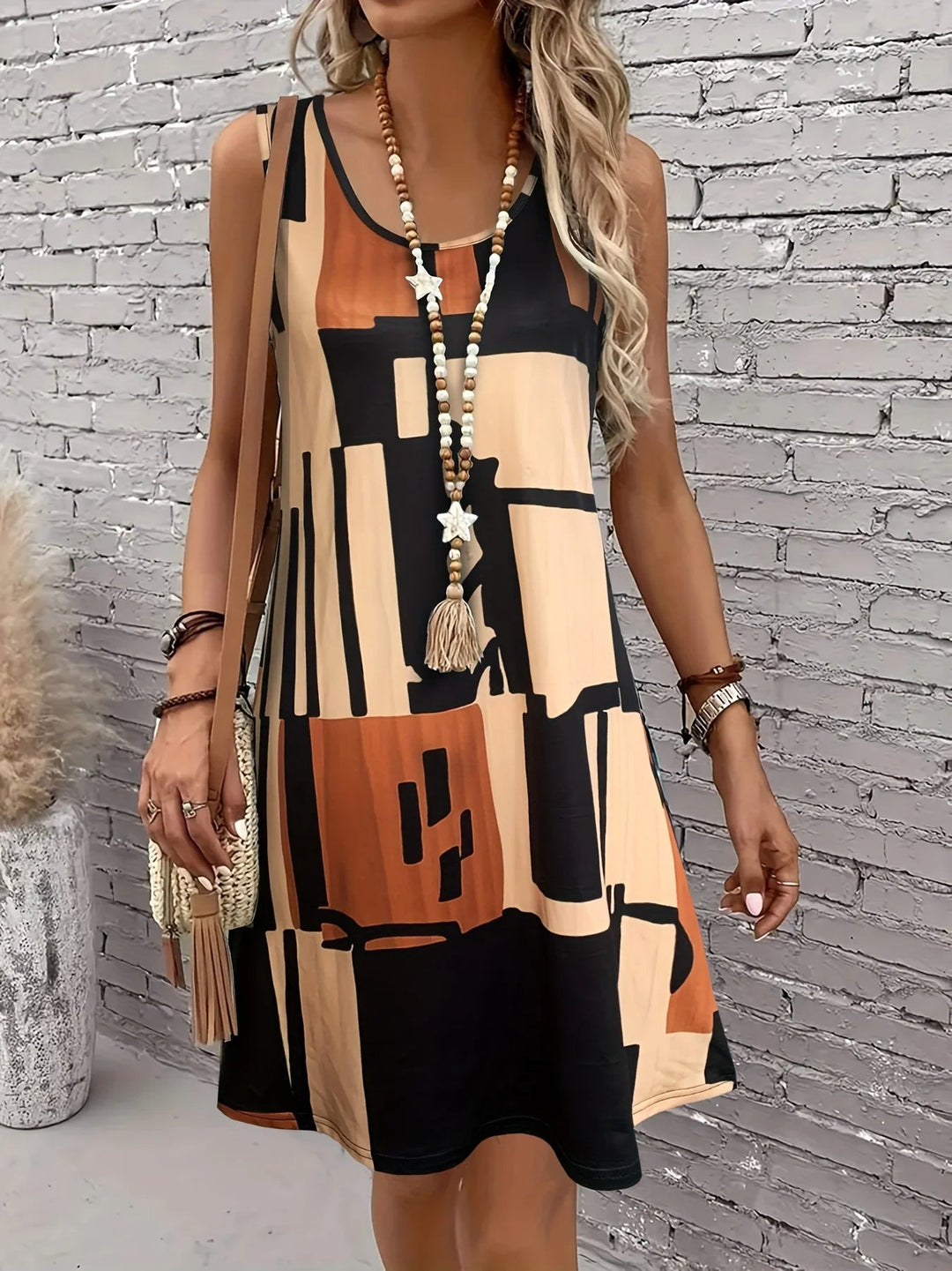Elliette - Vestido geométrico elegante y casual