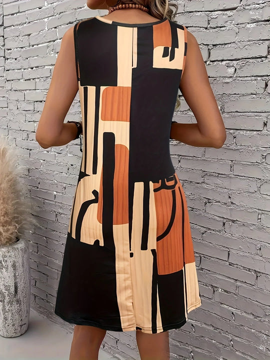 Elliette - Vestido geométrico elegante y casual