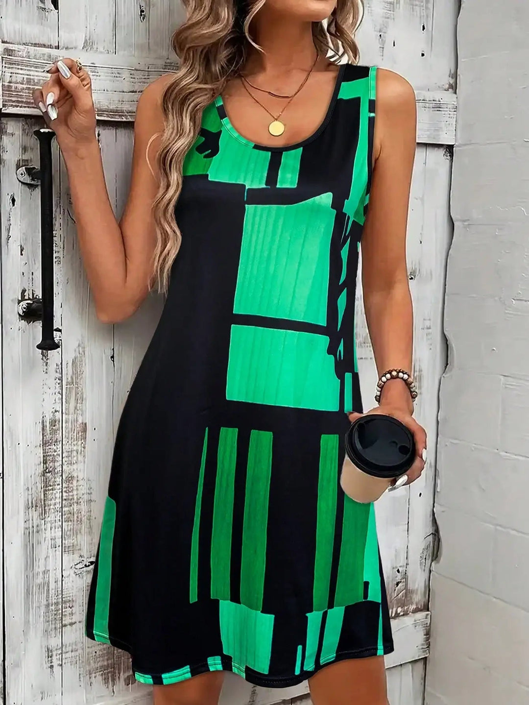 Elliette - Vestido geométrico elegante y casual