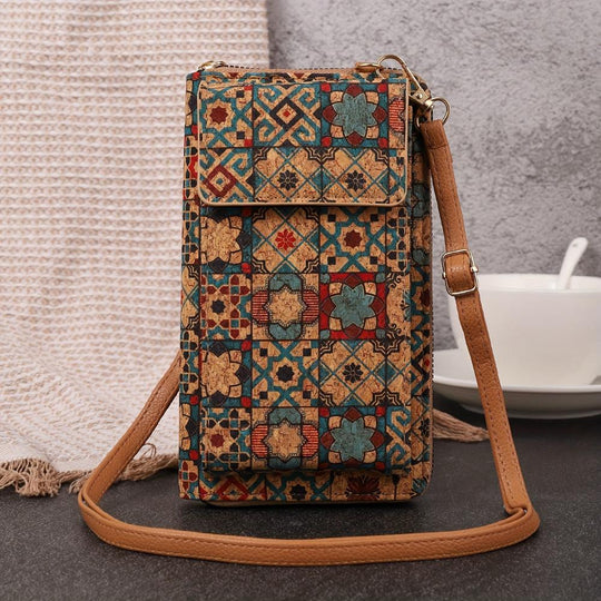 Bolso bandolera boho lila con funda de tela