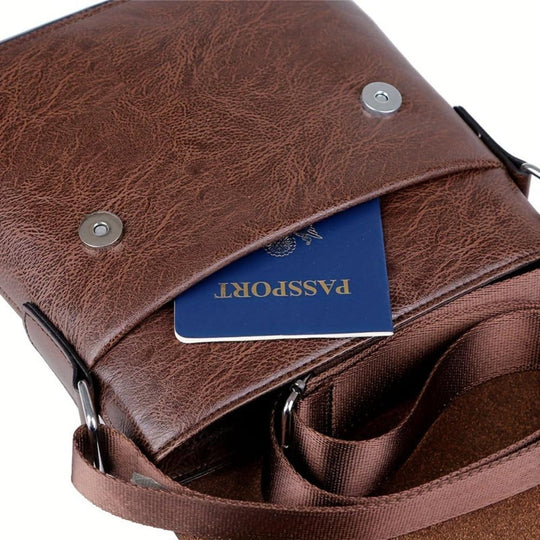 Bolso bandolera vertical de cuero Arvid